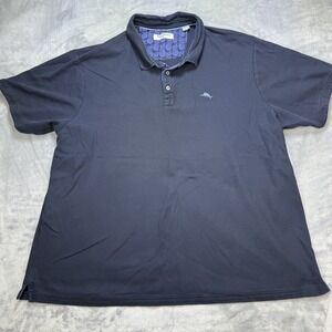 Tommy Bahama Polo Shirt Mens 2XL Navy Blue IslandZone Performance Golf‎ Casual